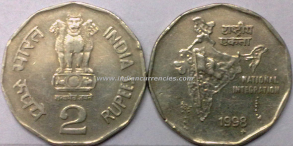 2 Rupees of 1998 - Foreign Mint - Taegu Korea star below last digit of the year