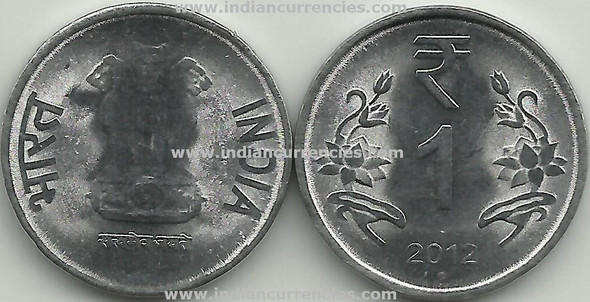 1 Rupee of 2012 - Noida Mint - Round Dot - R Symbol
