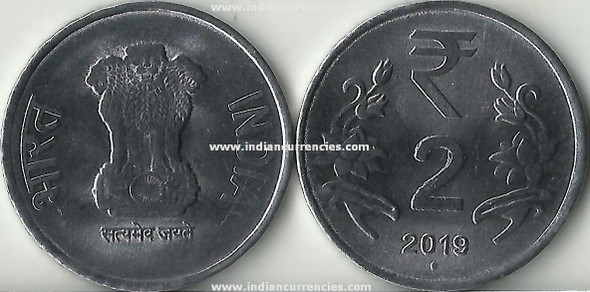 2 Rupees of 2019 - Mumbai Mint - Diamond - R Symbol