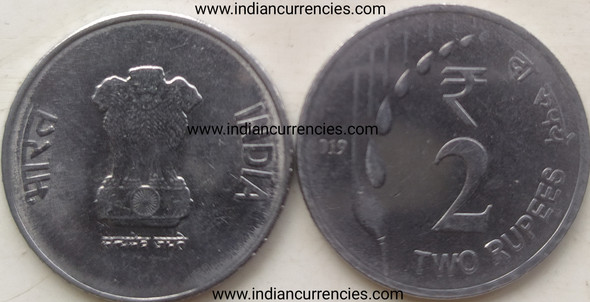 2 Rupees of 2019 - Kolkata Mint - No Mint Mark - New Series