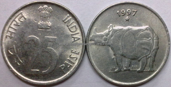 25 Paise of 1997 - Hyderabad Mint - Star
