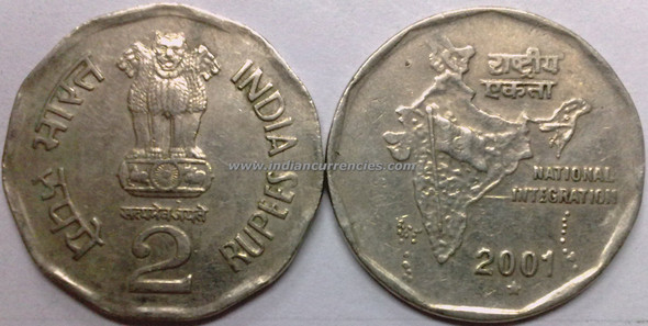 2 Rupees of 2001 - Hyderabad Mint - Star