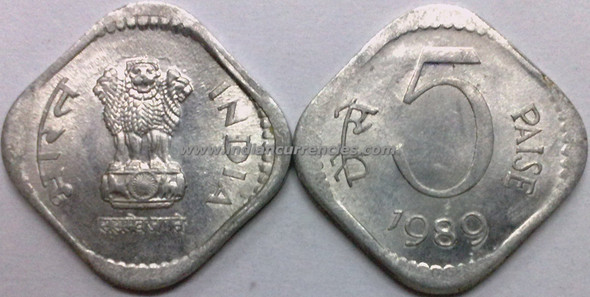 5 Paise of 1989 - Kolkata Mint - No Mint Mark