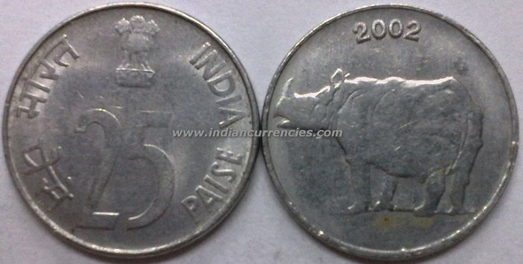 25 Paise of 2002 - Kolkata Mint - No Mint Mark