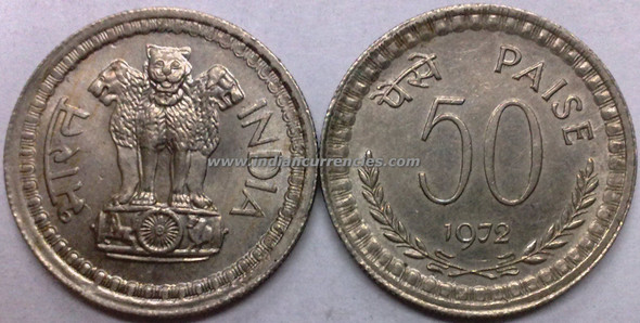 50 Paise of 1972 - Kolkata Mint - No Mint Mark