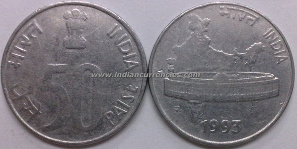 50 Paise of 1993 - Kolkata Mint - No Mint Mark - SS