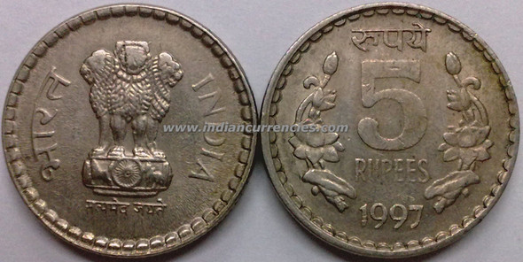 5 Rupees of 1997 - Kolkata Mint - No Mint Mark