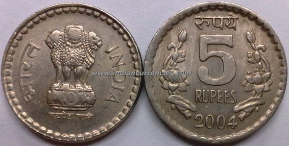 5 Rupees of 2004 - Kolkata Mint - No Mint Mark