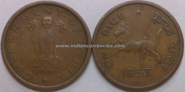 1 Pice of 1953 - Mumbai Mint - Diamond