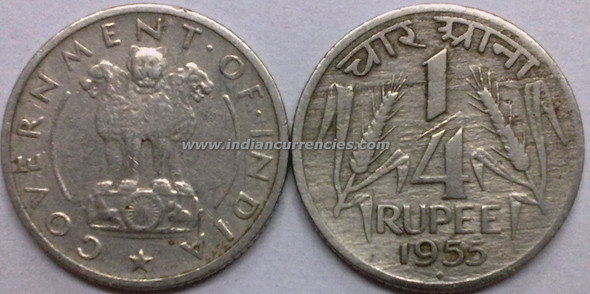 1/4 Rupee of 1955 - Mumbai Mint - Diamond