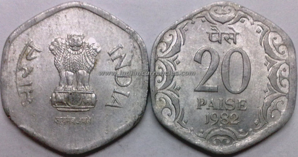 20 Paise of 1982 - Mumbai Mint - Diamond