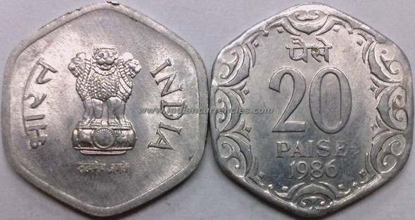 20 Paise of 1986 - Mumbai Mint - Diamond