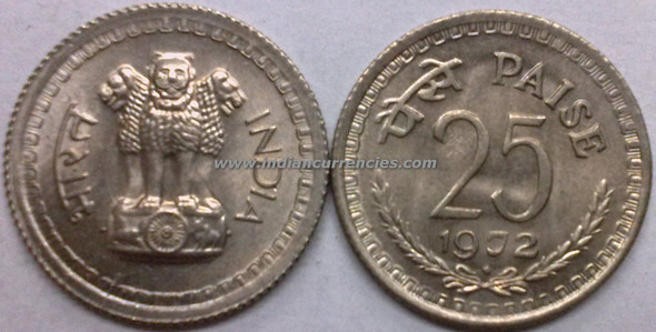 25 Paise of 1972 - Mumbai Mint - Diamond