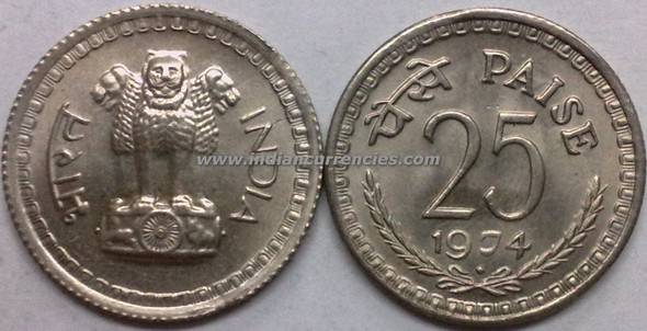 25 Paise of 1974 - Mumbai Mint - Diamond