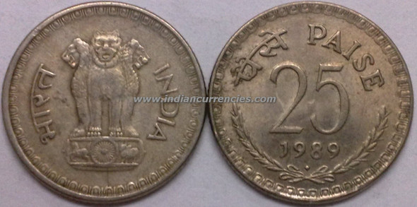 25 Paise of 1989 - Mumbai Mint - Diamond - Copper-Nickel