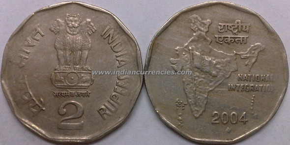 2 Rupees of 2004 - Mumbai Mint - Diamond