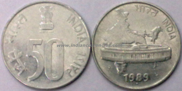 50 Paise of 1989 - Noida Mint - Round Dot - S