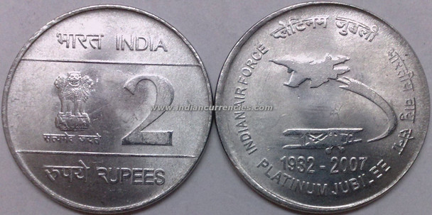 2 Rupees of 2007 - Indian Air Force Platinum Jubilee - Kolkata Mint