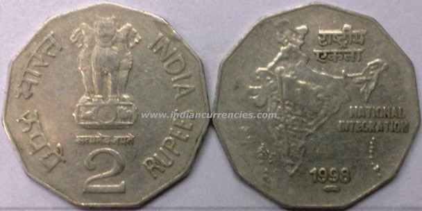2 Rupees of 1998 - Foreign Mint - Pretoria M in Oval