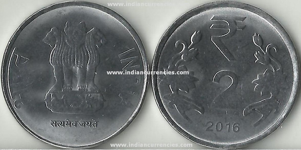 2 Rupees of 2016 - Kolkata Mint - No Mint Mark - R Symbol