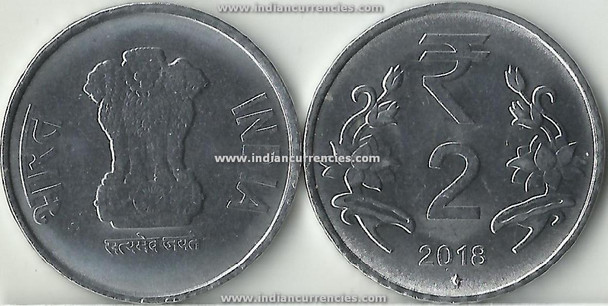 2 Rupees of 2018 - Mumbai Mint - Diamond - R Symbol