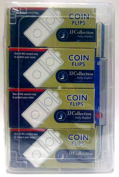 Coin Flip Complete Set of 8 different sizes with Box, Stapler & Pins