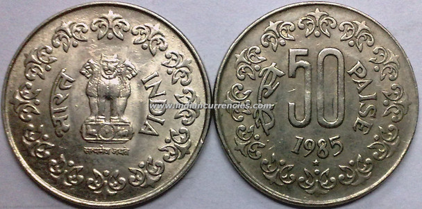 50 Paise of 1985 - Hyderabad Mint - Star
