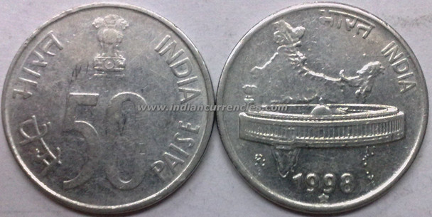 50 Paise of 1998 - Hyderabad Mint - Star