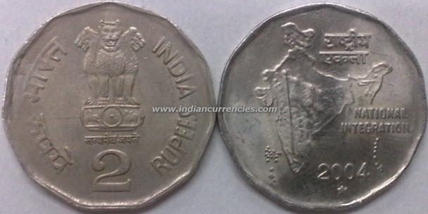 2 Rupees of 2004 - Hyderabad Mint - Star