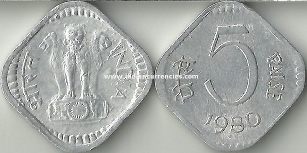 5 Paise of 1980 - Kolkata Mint - No Mint Mark