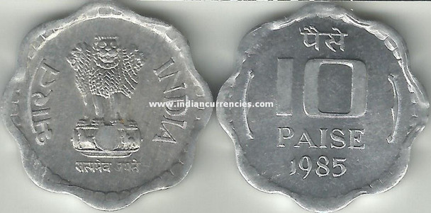 10 Paise of 1985 - Kolkata Mint - No Mint Mark