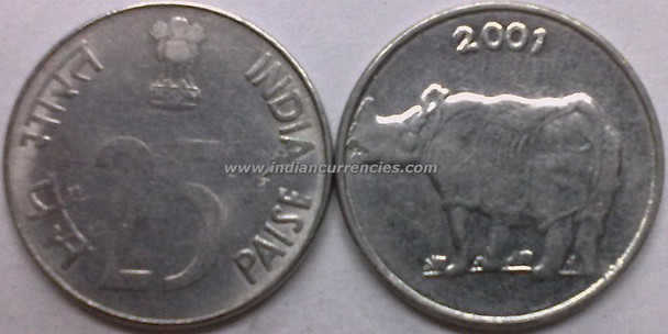 25 Paise of 2001 - Kolkata Mint - No Mint Mark