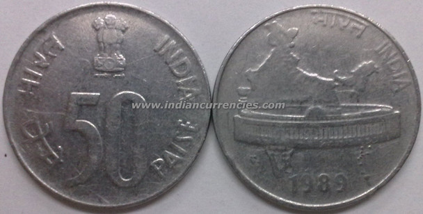 50 Paise of 1989 - Kolkata Mint - No Mint Mark - SS