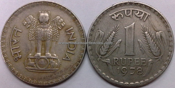 1 Rupee of 1978 - Kolkata Mint - No Mint Mark