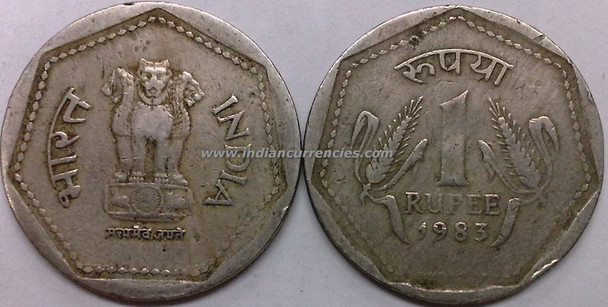 1 Rupee of 1983 - Kolkata Mint - No Mint Mark