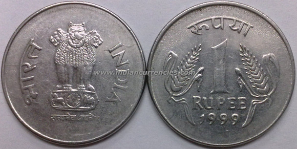 1 Rupee of 1999 - Kolkata Mint - No Mint Mark