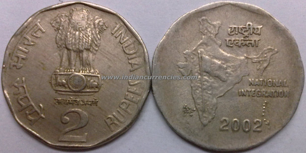 2 Rupees of 2002 - Kolkata Mint - No Mint Mark