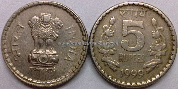 5 Rupees of 1999 - Kolkata Mint - No Mint Mark