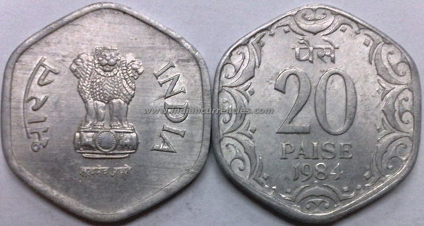 20 Paise of 1984 - Mumbai Mint - Diamond