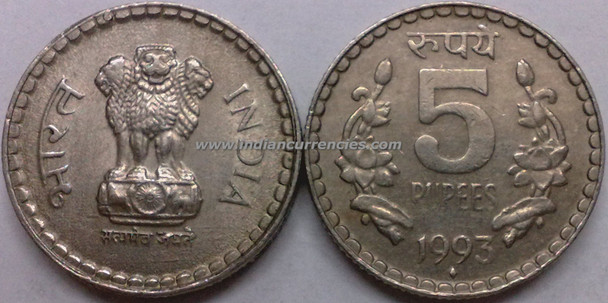 5 Rupees of 1993 - Mumbai Mint - Diamond