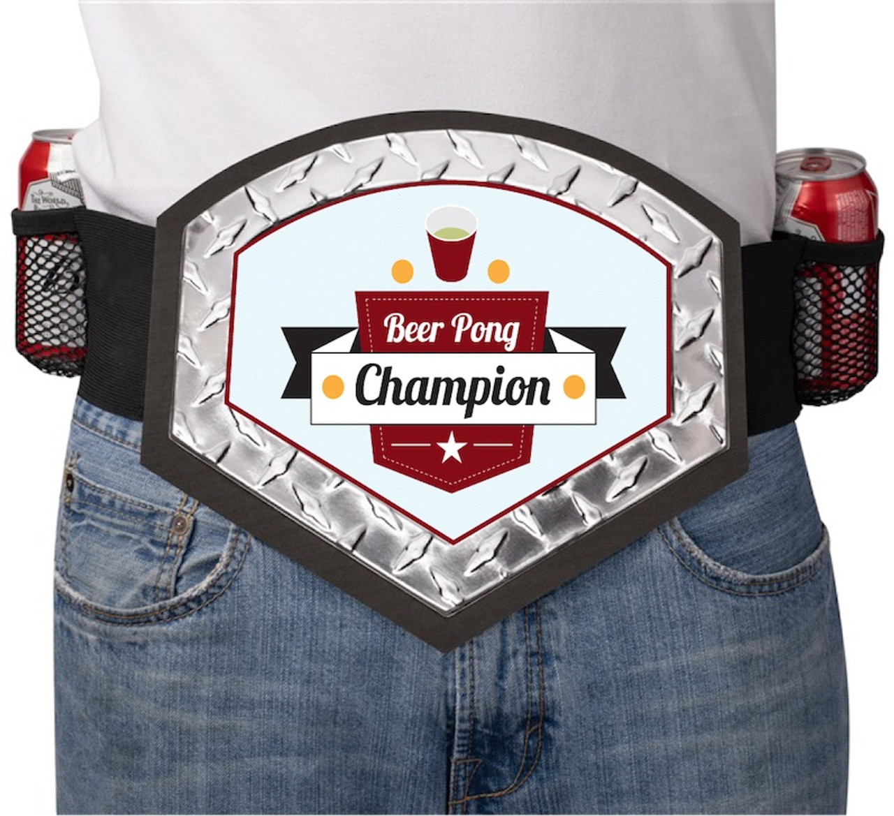 Beer Pong Champ Belt Buckle Bottle Opener Heavy Silvertone Metal