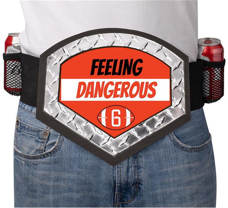 Feeling Dangerous Party Belt | Feeling Dangerous Shirt | Feeling Dangerous Gear | Baker Mayfield Shirt | Baker Mayfield Feeling Dangerous | Ultimate Tailgating Gear | Cleveland Browns Tailgating Gear | Cleveland Browns Tailgating Accessories | Cleveland Browns Tailgating Shirt