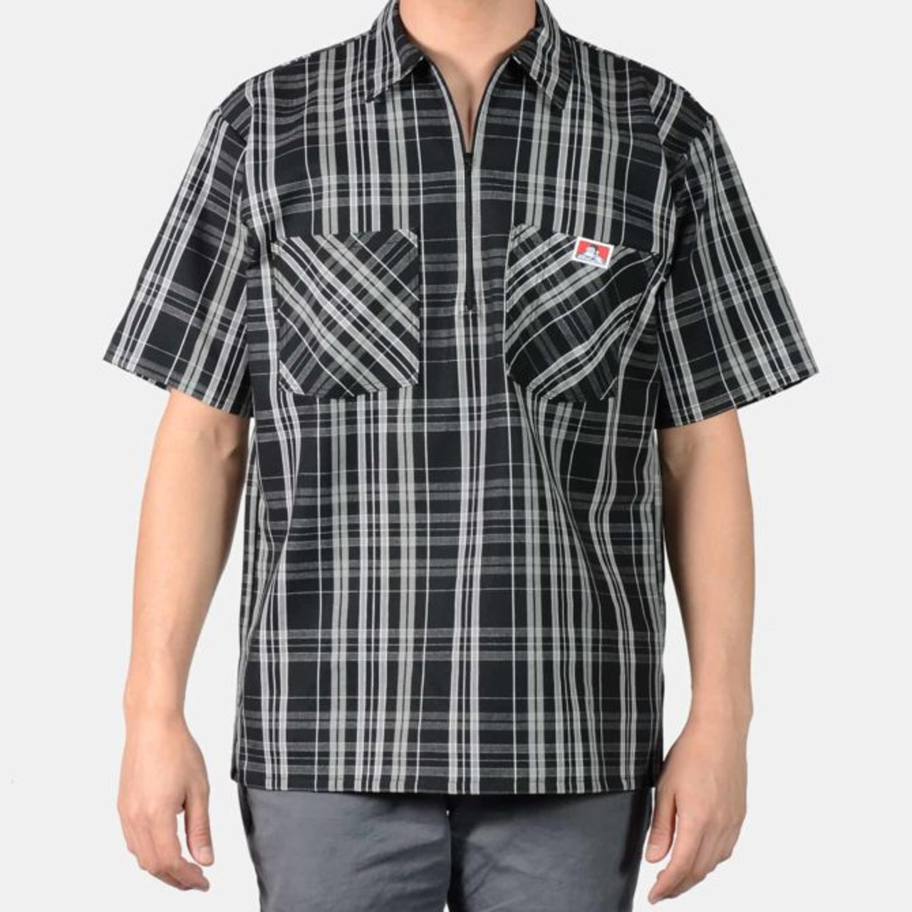 Ben Davis® Short Sleeve Plaid, 1/2 Zip