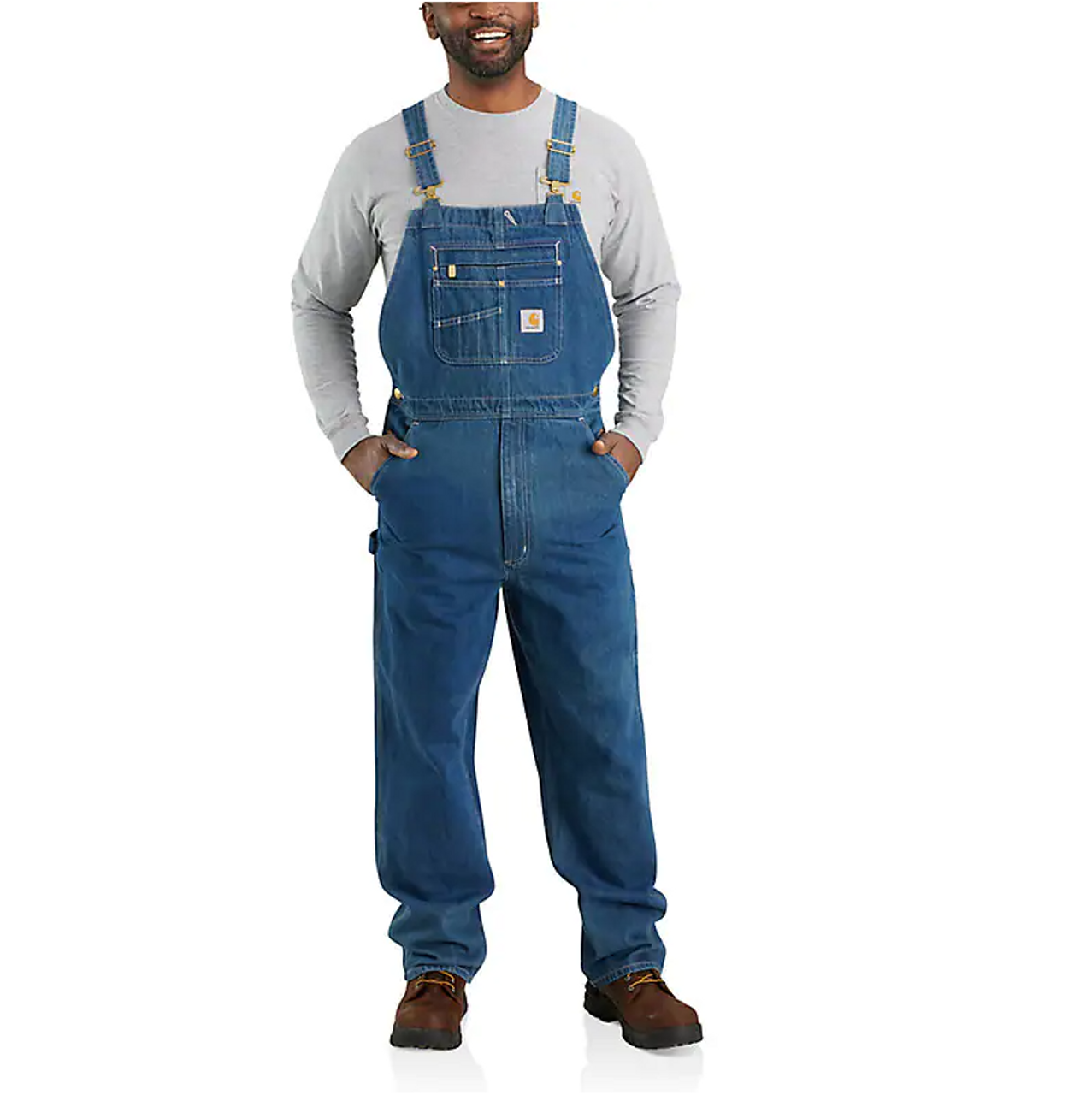 Carhartt Stone Washed Cotton Denim Bib Overalls in Blue for Men