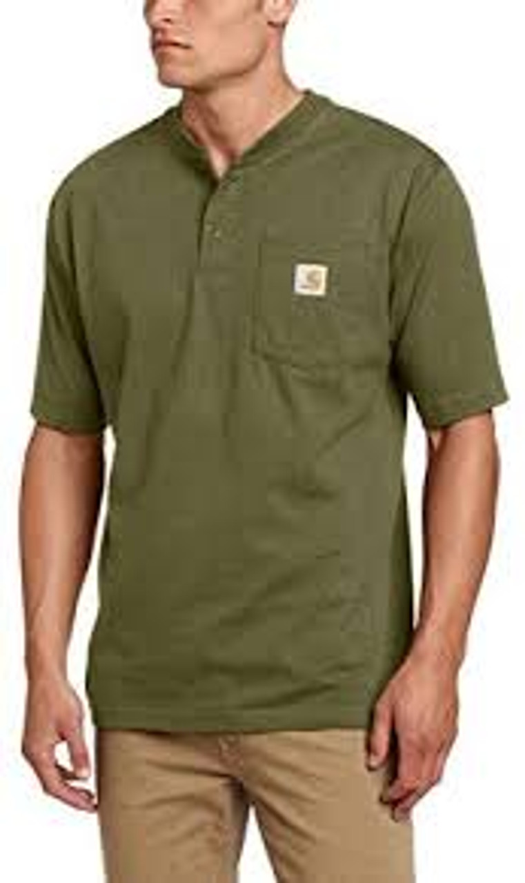 Carhartt Short Sleeve Henley Collar Work T-shirt, #K84HGY