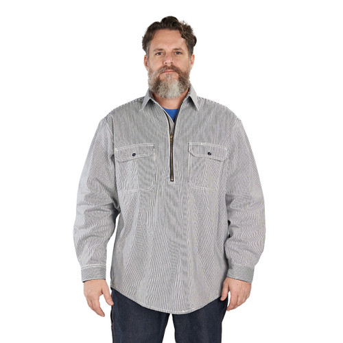 Key® Hickory Stripe L/S Zip Up Logger Shirt-573