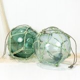 12" Glass Floats Green Rope