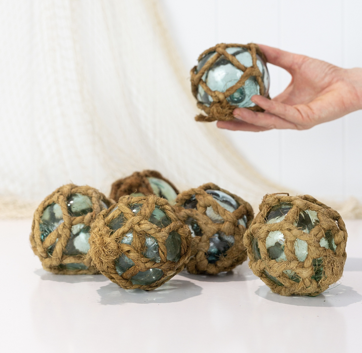3" Glass Floats Jute Rope #0462
