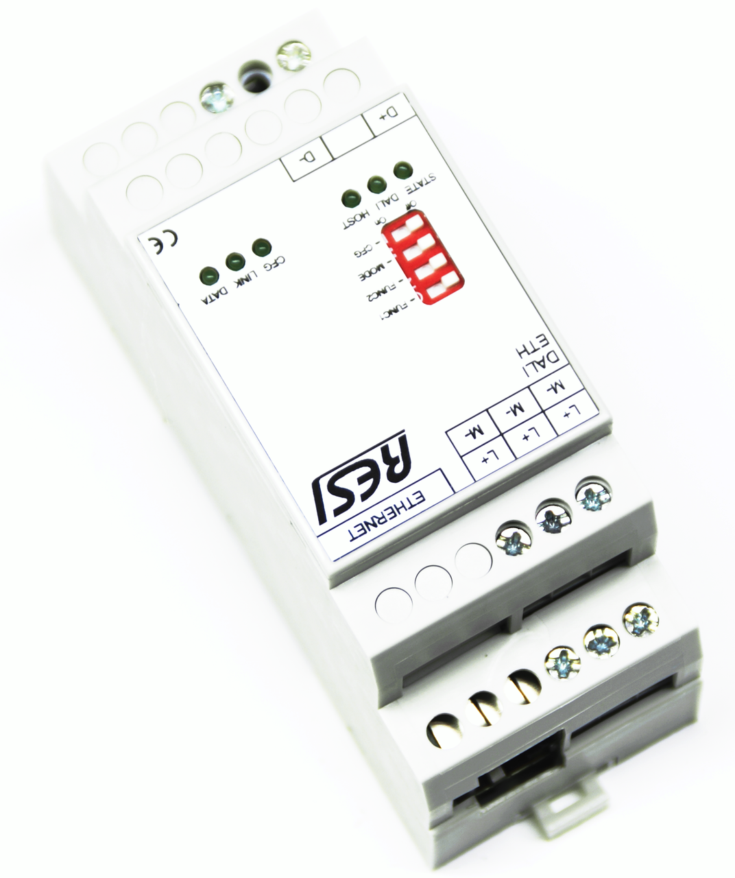 Ethernet gateway DALI-MODBUS/TCP server, DALI 1.0+2.0 protocol, max. 64 DALI short addresses