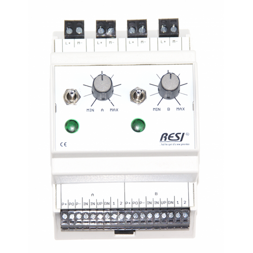 Control and signal module, DIN ISO16484, VDI 3814 manual operation interface, 2 potentiometer 10kOhm, 2 switches: UP-CENTER-DOWN, 2 LEDs in GREEN